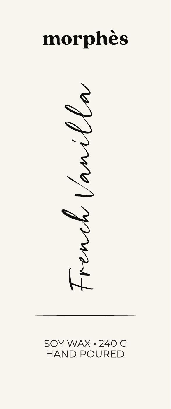 Morphes French Vanilla candle label design
