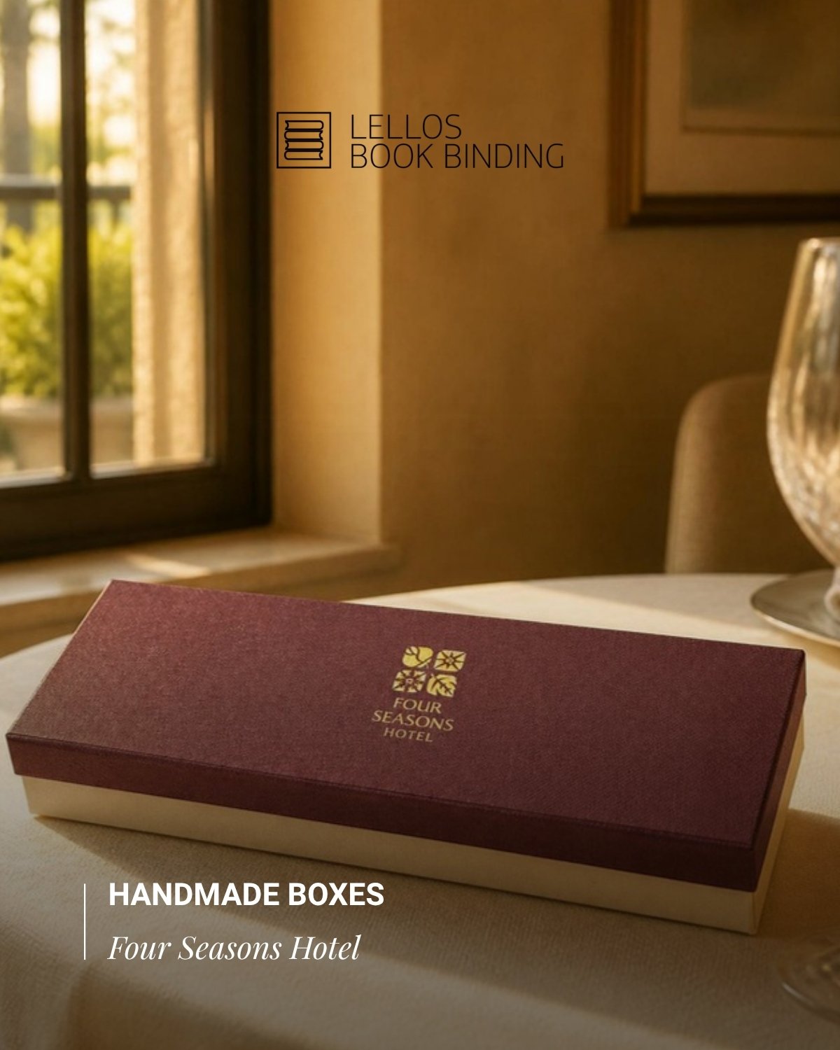 Lellos Book Binding handmade gift box social post